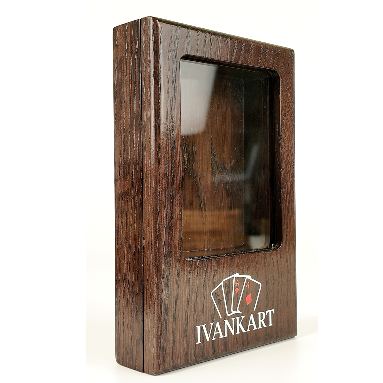 Single Deck Display Oak Case Wenge for Playing Cards
