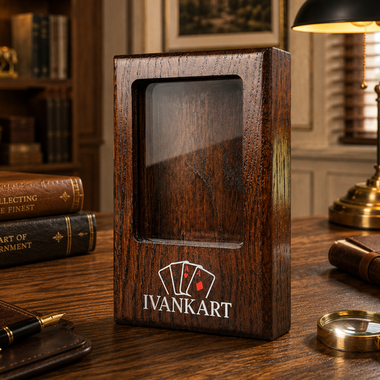 Glazier Single Deck Display Oak Case Wenge for Playing Cards