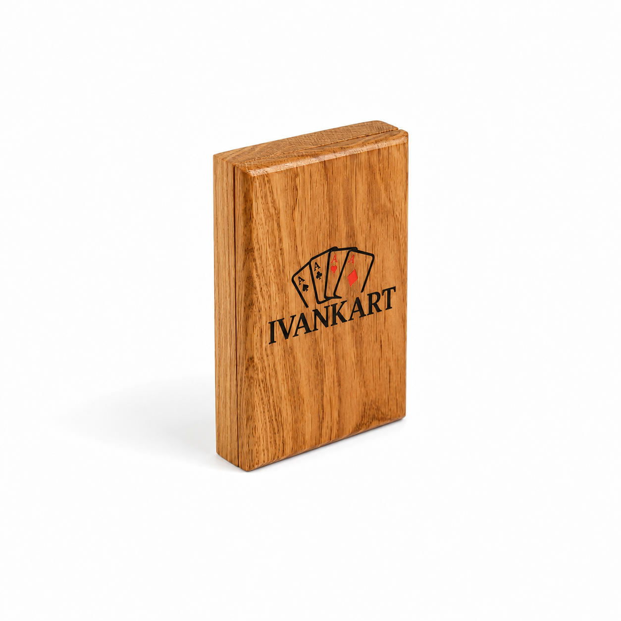 Single Deck Push-Out Oak Case for Playing Cards