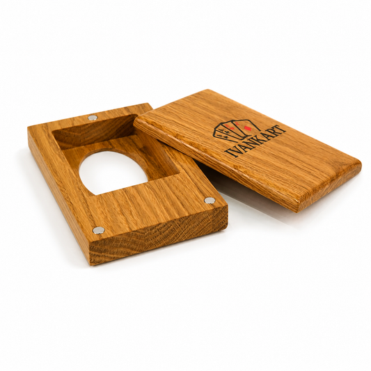 Single Deck Push-Out Oak Case for Playing Cards