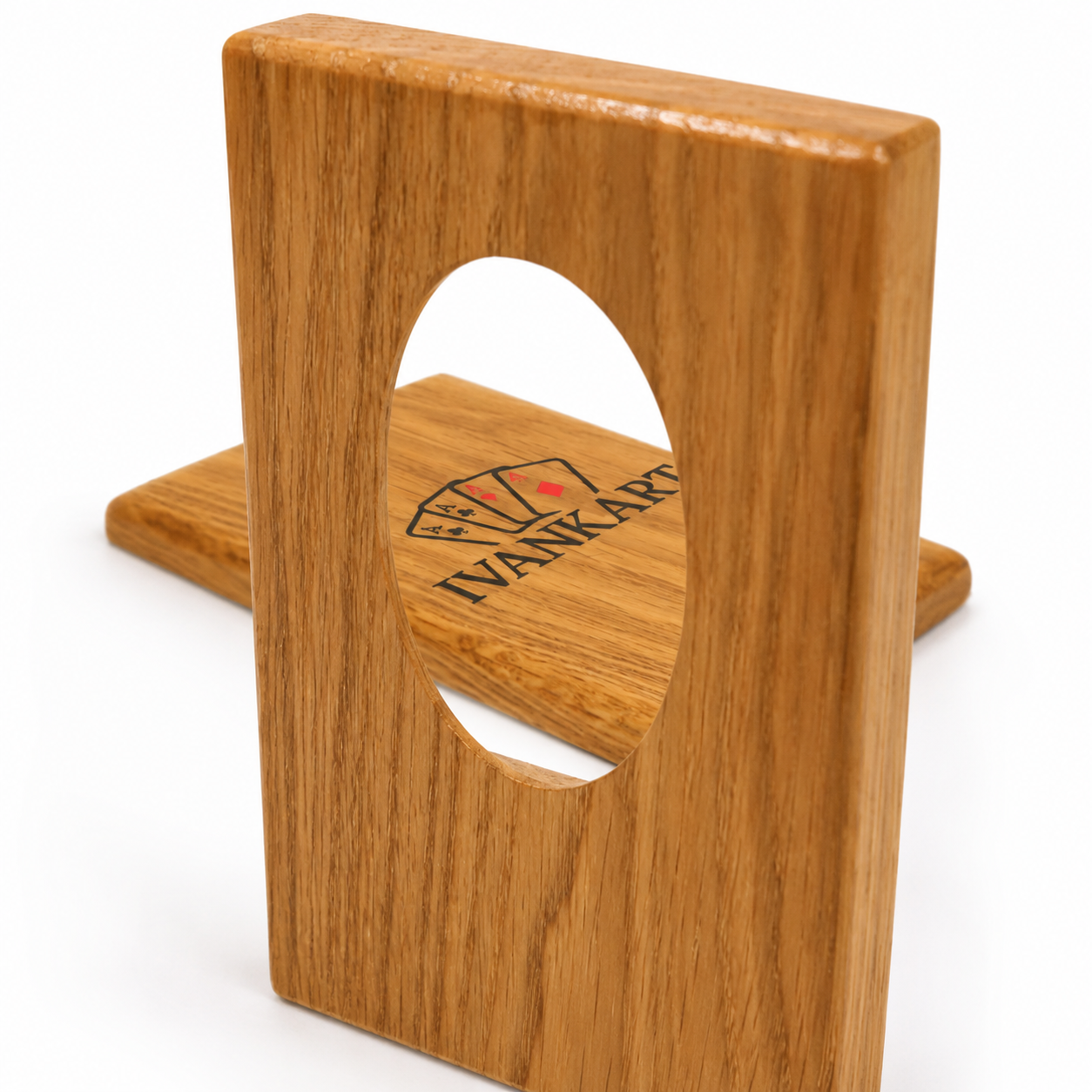 Single Deck Push-Out Oak Case for Playing Cards
