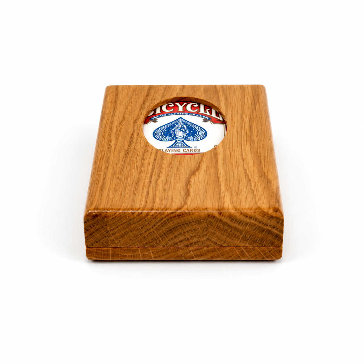 Single Deck Push-Out Oak Case for Playing Cards