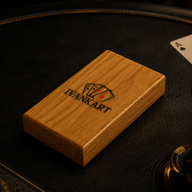 Single Deck Push-Out Oak Case for Playing Cards