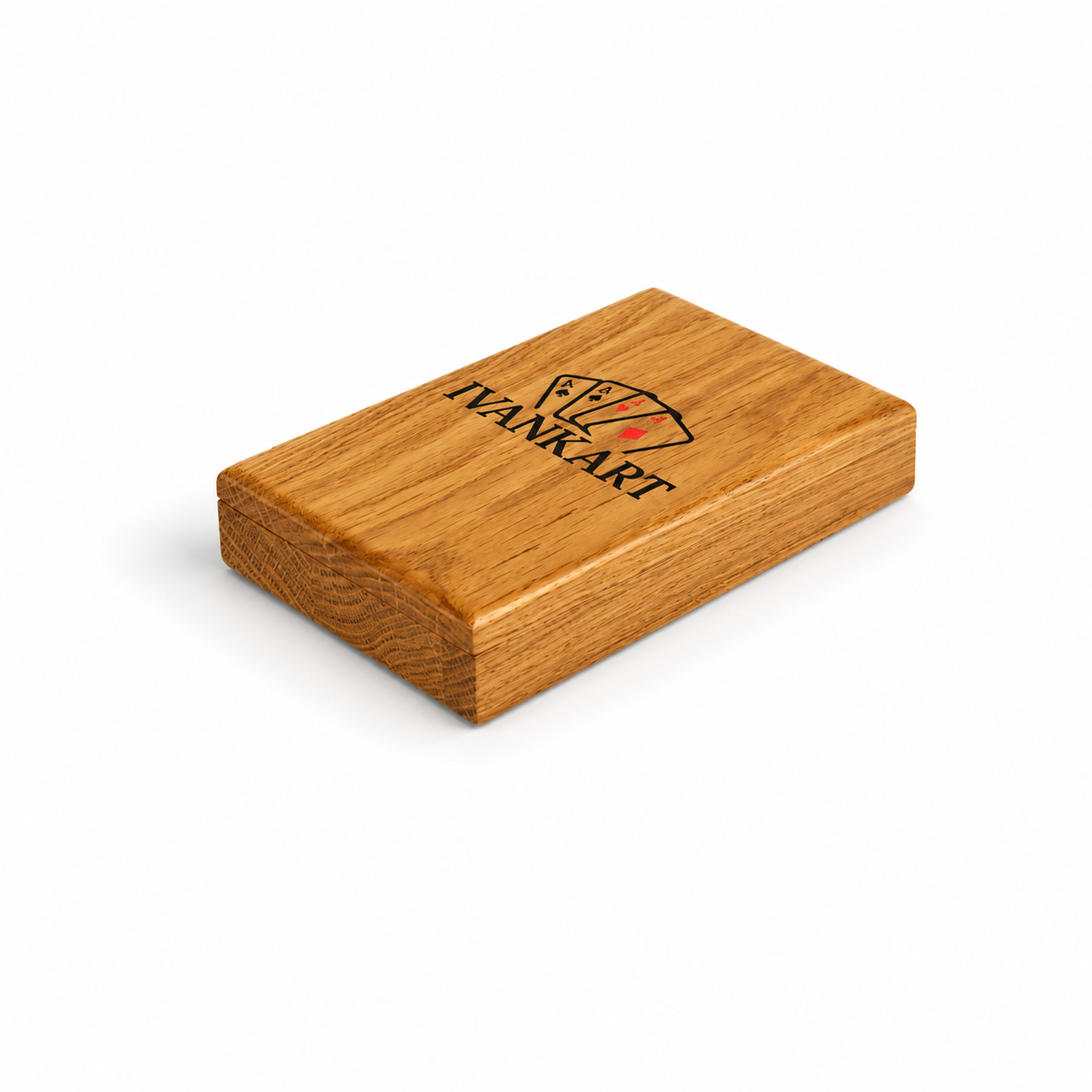 Single Deck Push-Out Oak Case for Playing Cards