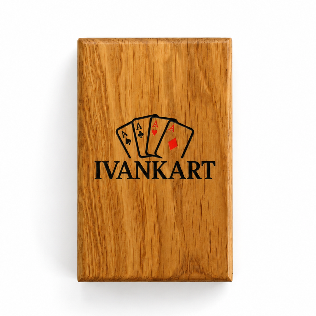 Single Deck Push-Out Oak Case for Playing Cards