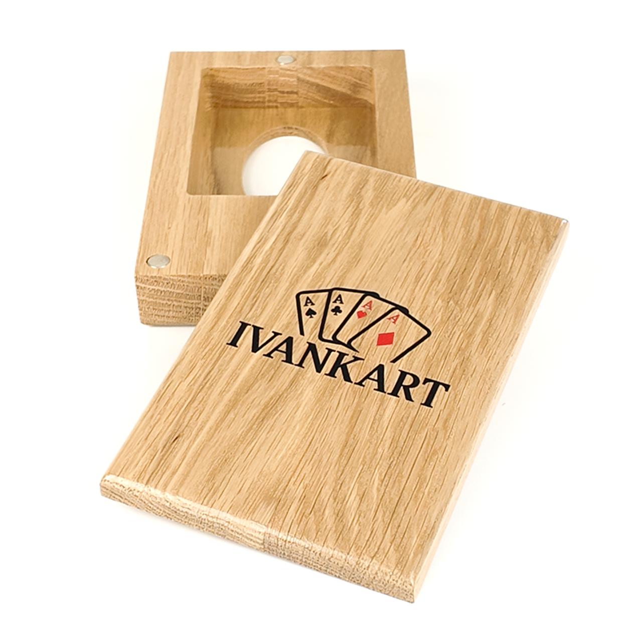 Single Deck Push-Out Oak Case Nordic for Playing Cards