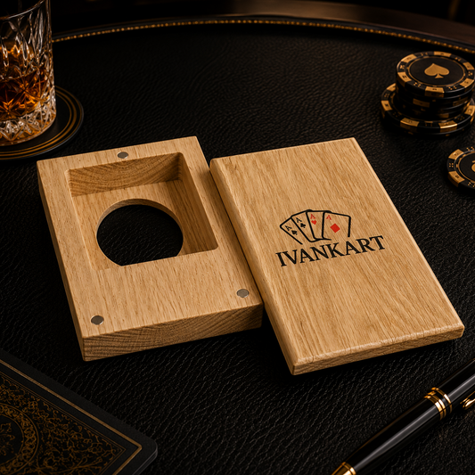 Single Deck Push-Out Oak Case Nordic for Playing Cards