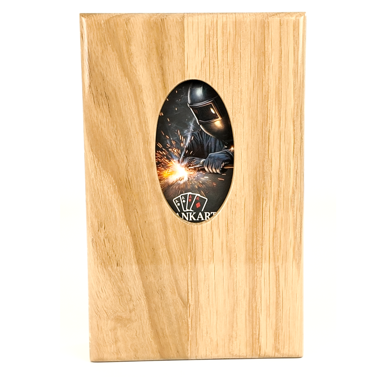 Eikenhouten etui met schuifsysteem voor speelkaarten (één deck)