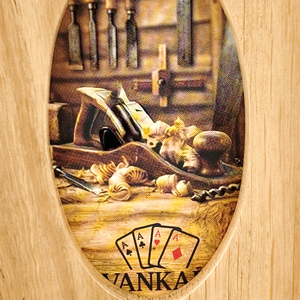 Eikenhouten etui met schuifsysteem voor speelkaarten (één deck)