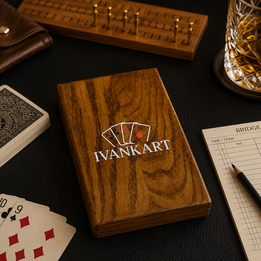 Single Deck Push-Out Oak Case Walnut for Playing Cards