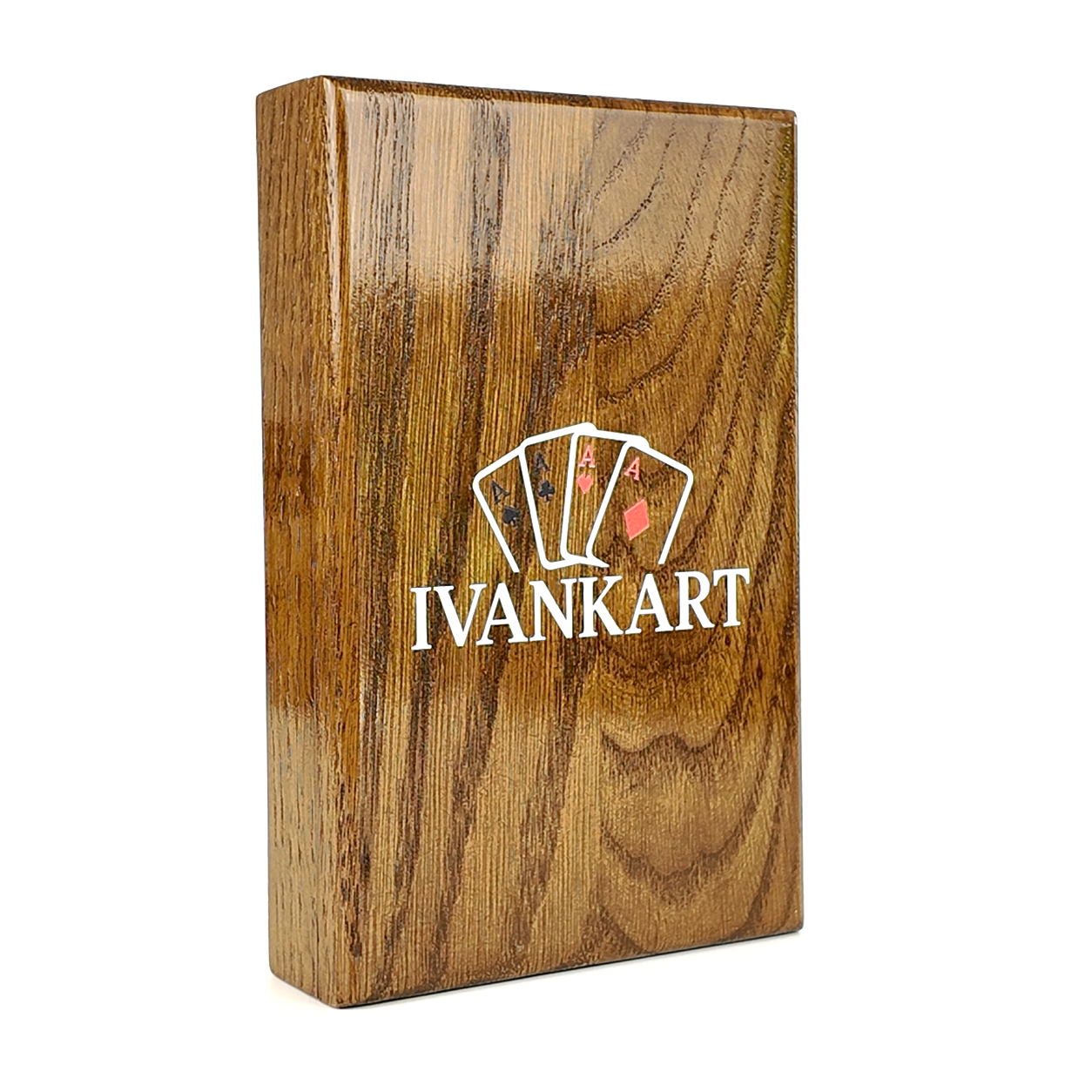 Single Deck Push-Out Oak Case Walnut for Playing Cards