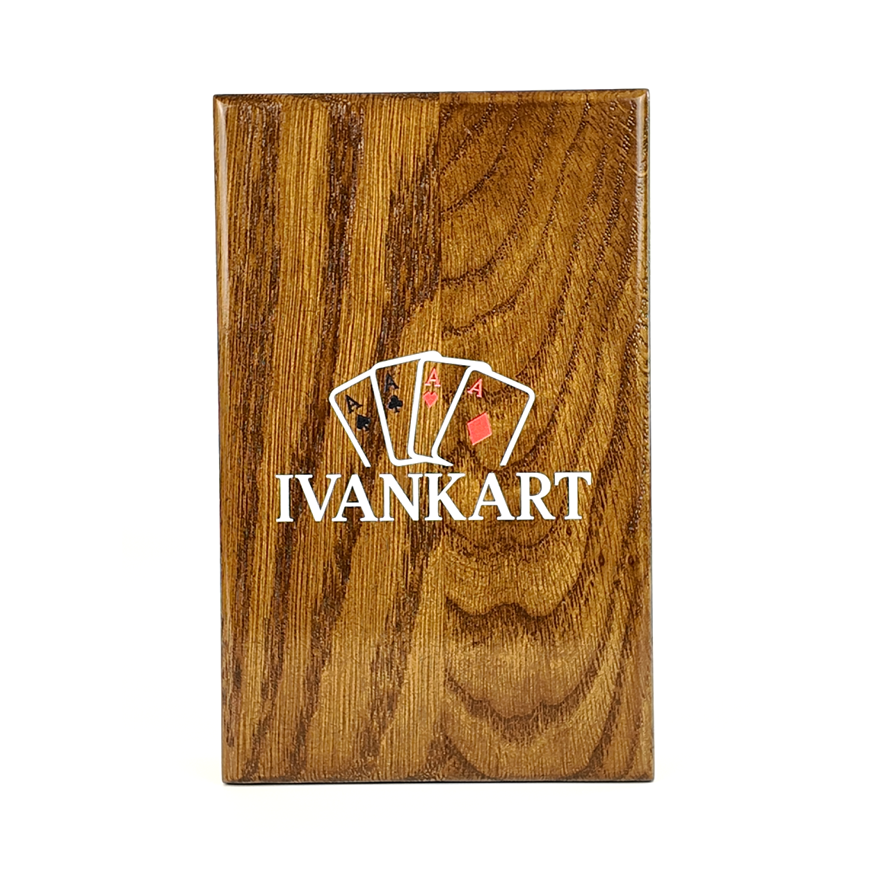 Single Deck Push-Out Oak Case Walnut for Playing Cards