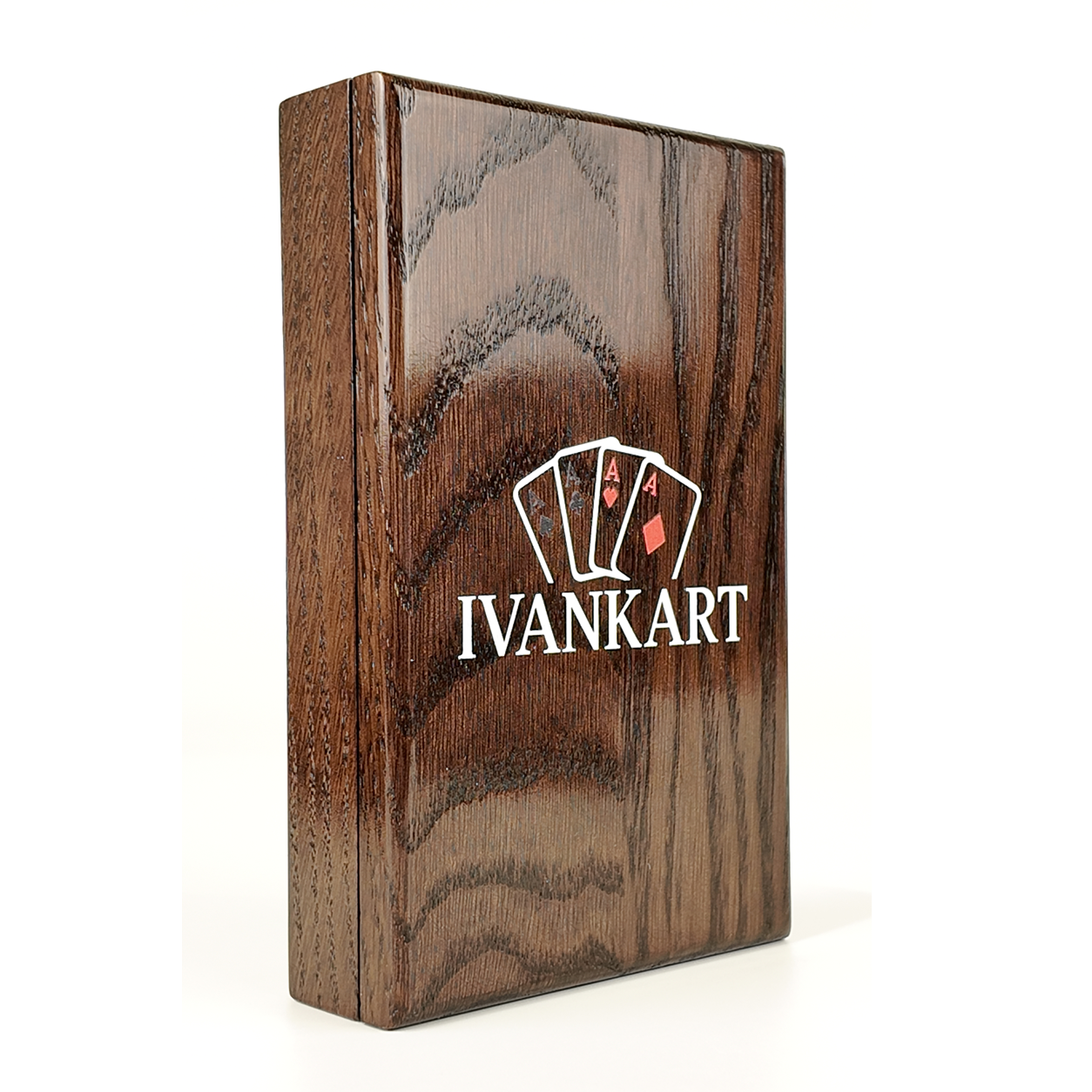 Single Deck Push-Out Oak Case Wenge for Playing Cards