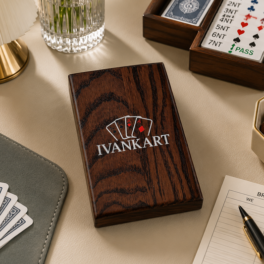 Single Deck Push-Out Oak Case Wenge for Playing Cards