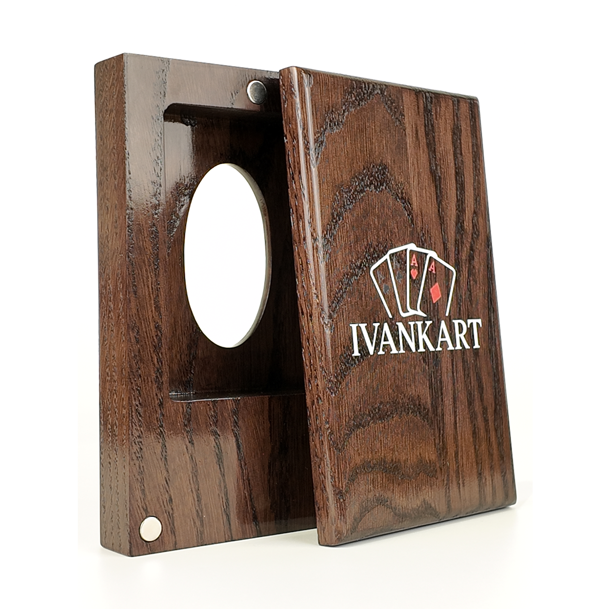 Single Deck Push-Out Oak Case Wenge for Playing Cards