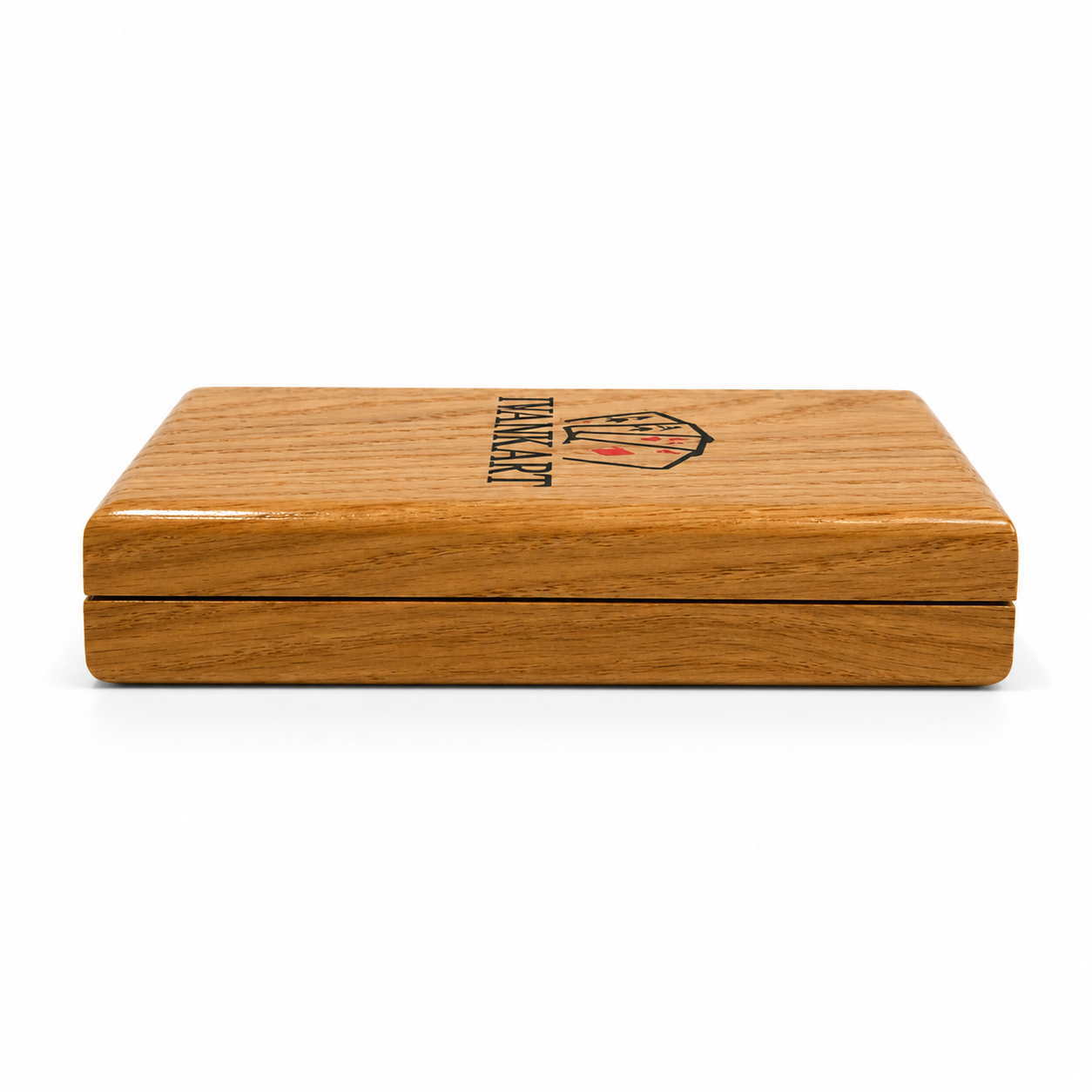Single Deck Vertical Oak Book-Style Case for Playing Cards