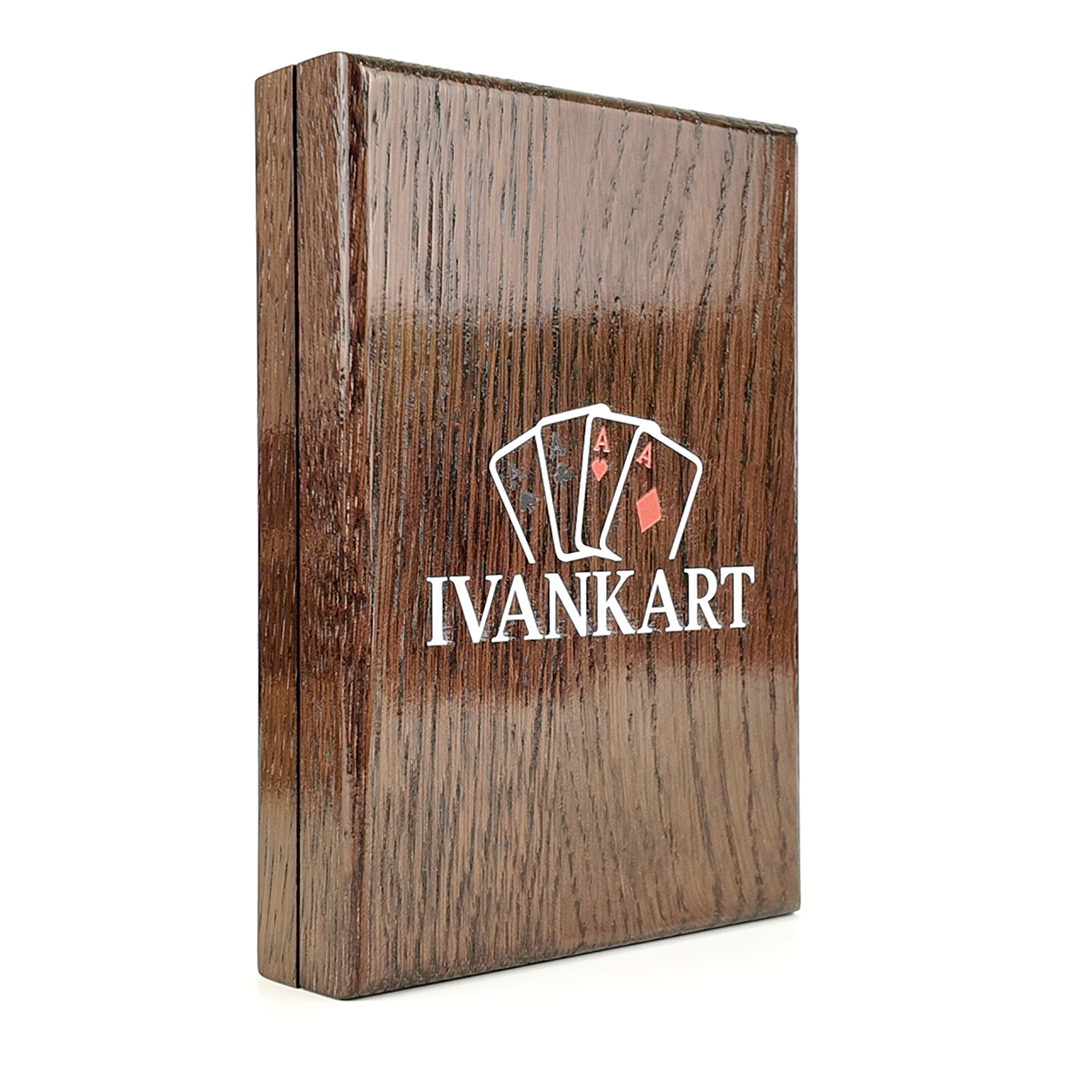 Single Deck Vertical Oak Book-Style Case Wenge for Playing Cards