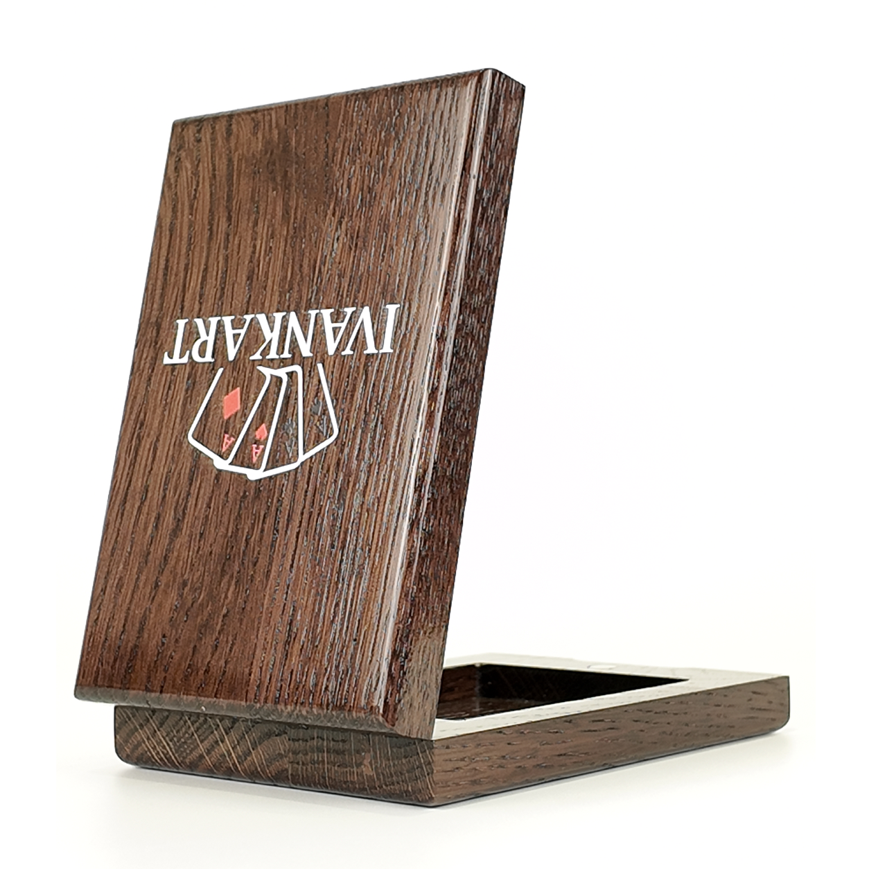 Single Deck Vertical Oak Book-Style Case Wenge for Playing Cards