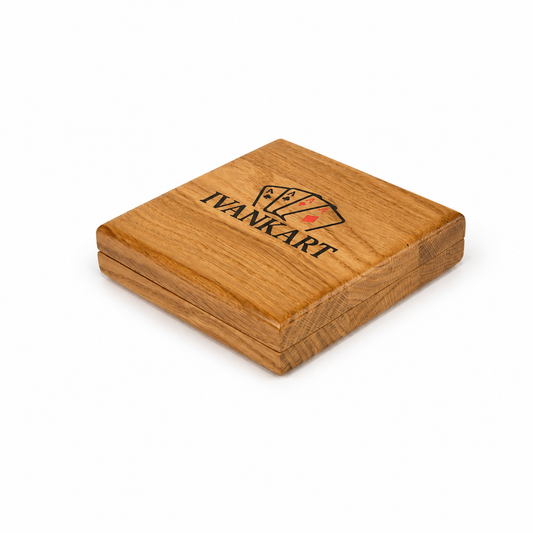 Single Deck Horizontal Oak Book-Style Case for Playing Cards