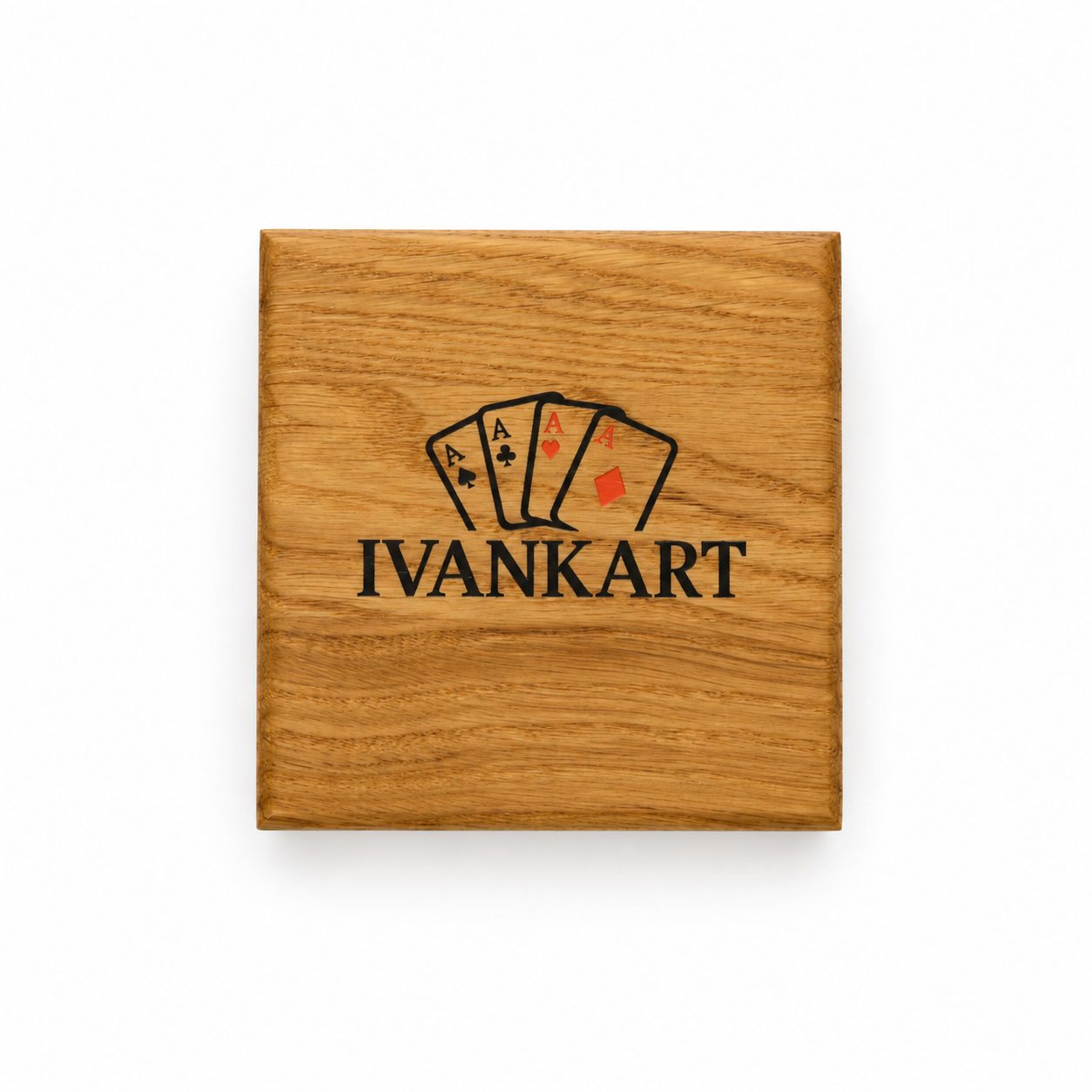 Single Deck Horizontal Oak Book-Style Case for Playing Cards