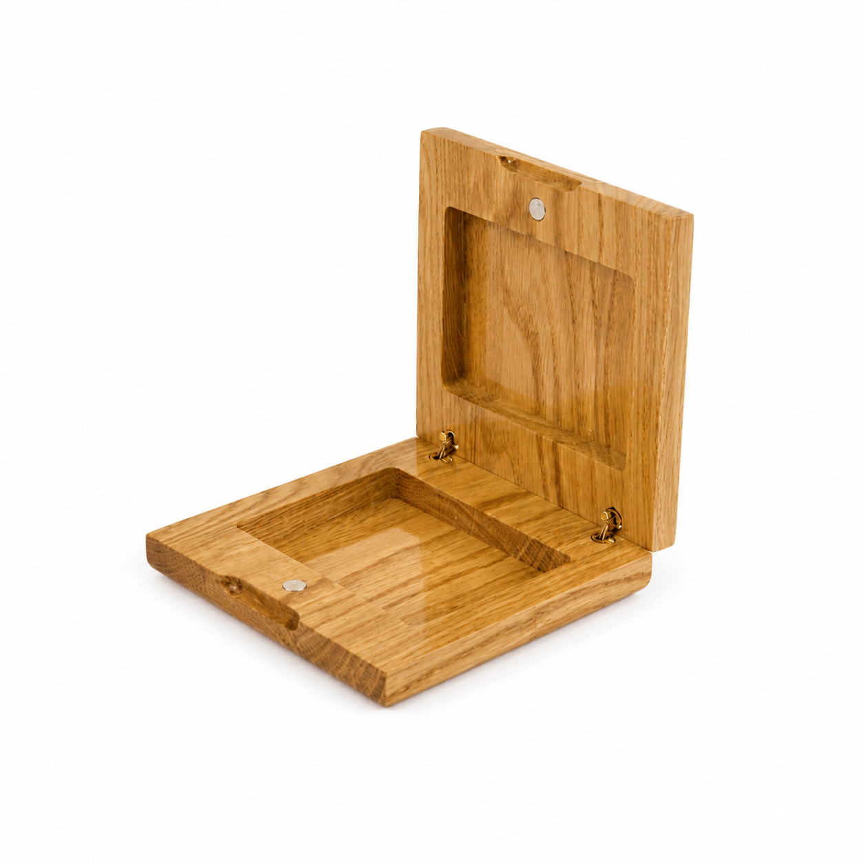 Single Deck Horizontal Oak Book-Style Case for Playing Cards