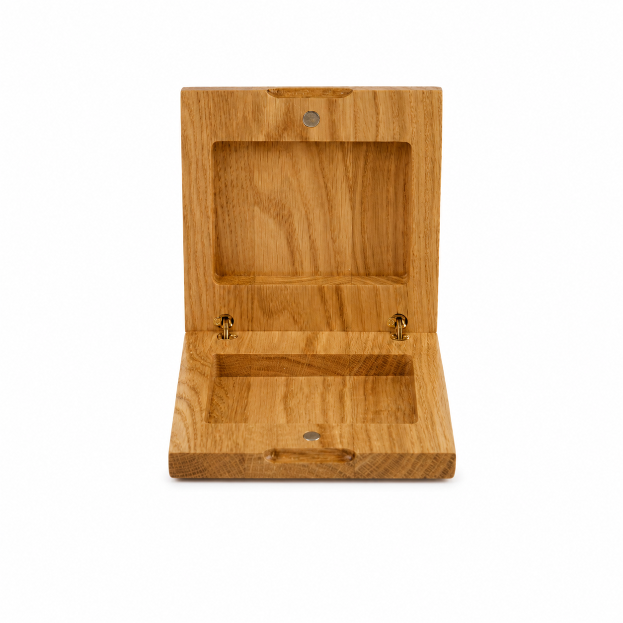 Single Deck Horizontal Oak Book-Style Case for Playing Cards