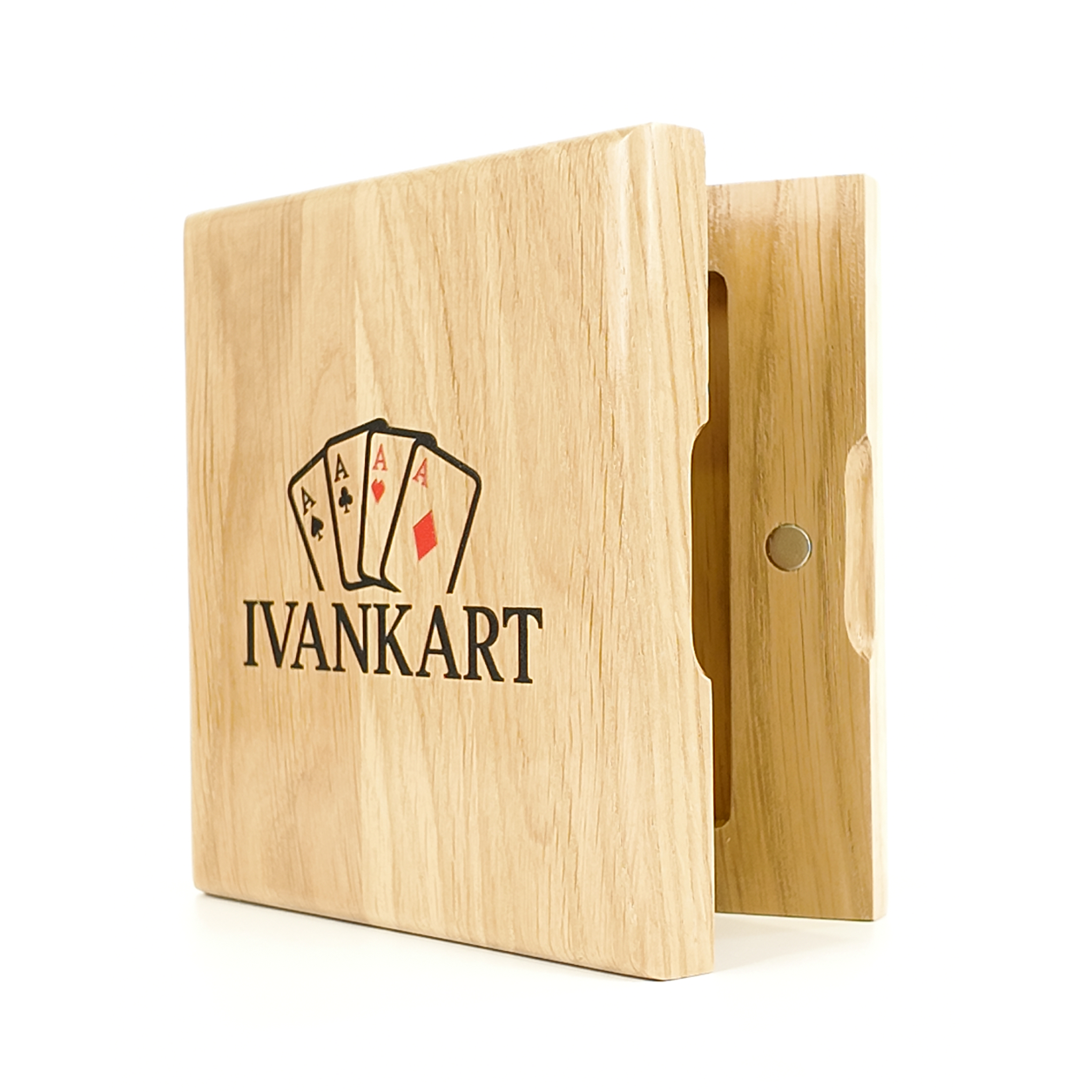 Single Deck Horizontal Oak Book-Style Case Nordic for Playing Cards