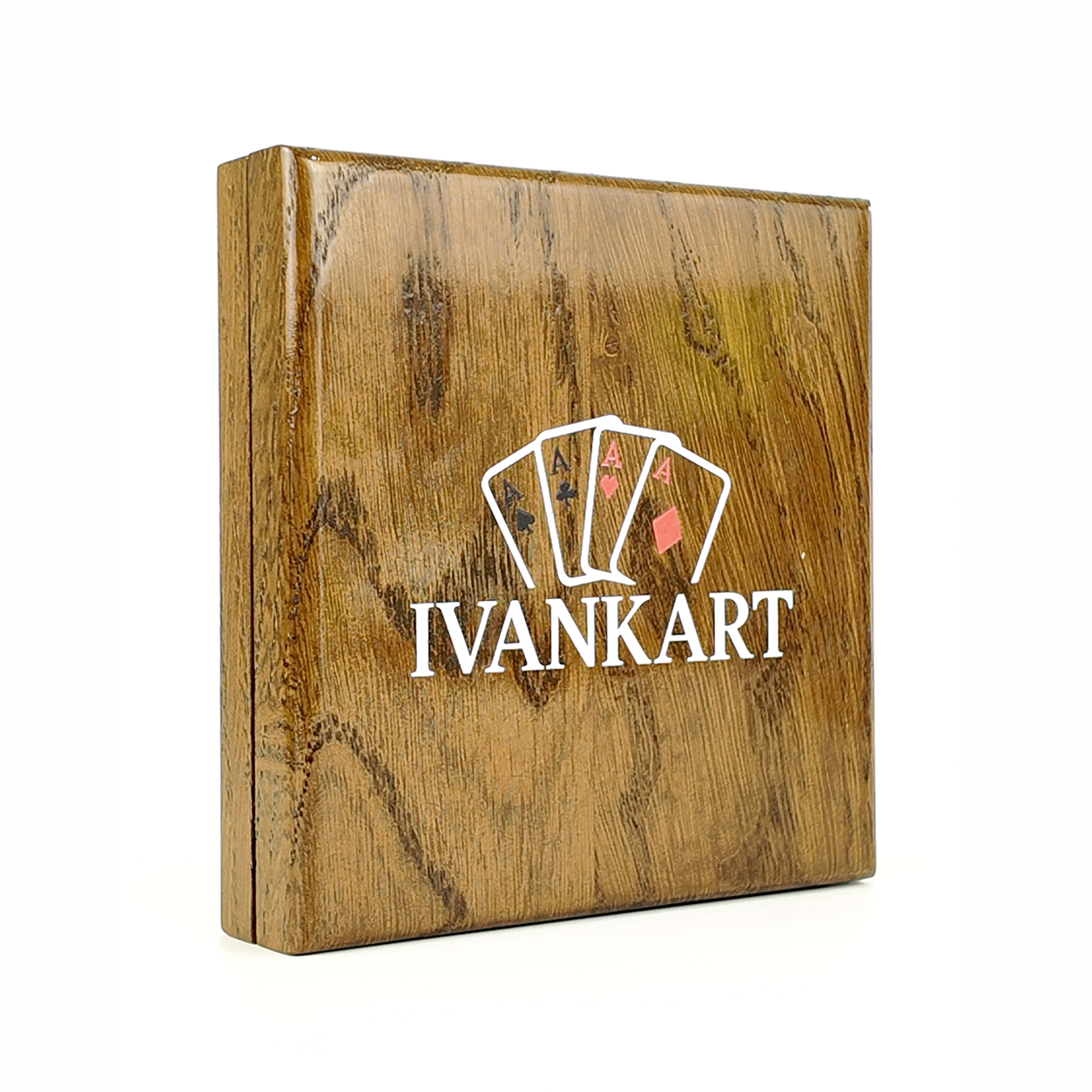 Single Deck Horizontal Oak Book-Style Case Walnut for Playing Cards
