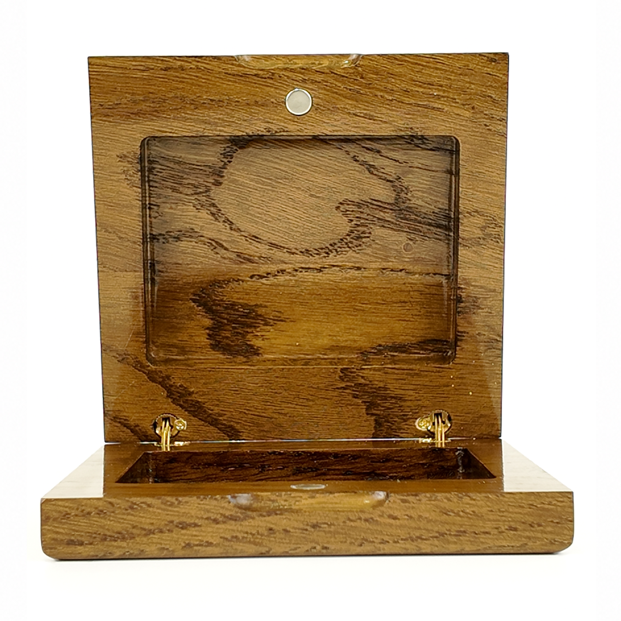 Single Deck Horizontal Oak Book-Style Case Walnut for Playing Cards