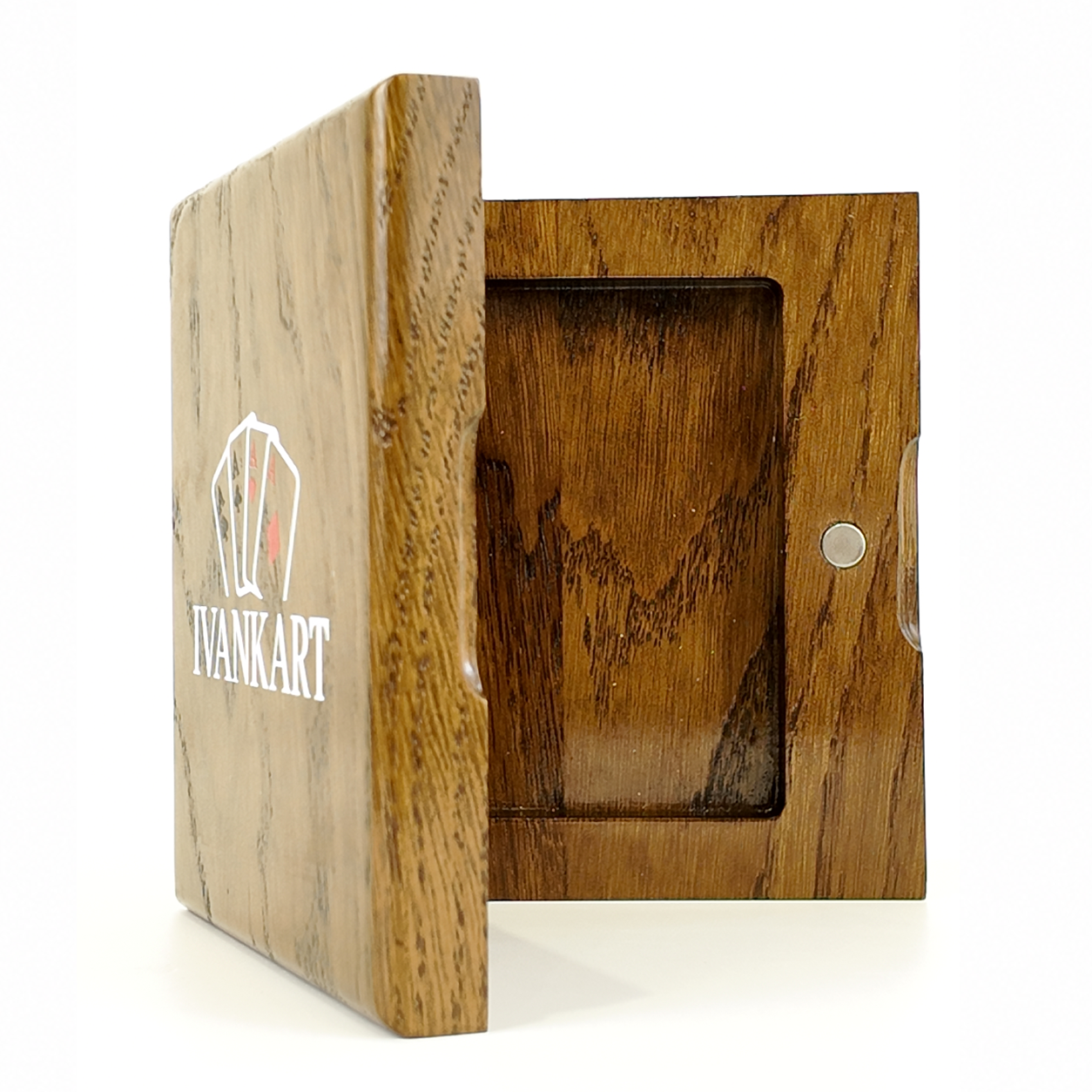 Single Deck Horizontal Oak Book-Style Case Walnut for Playing Cards