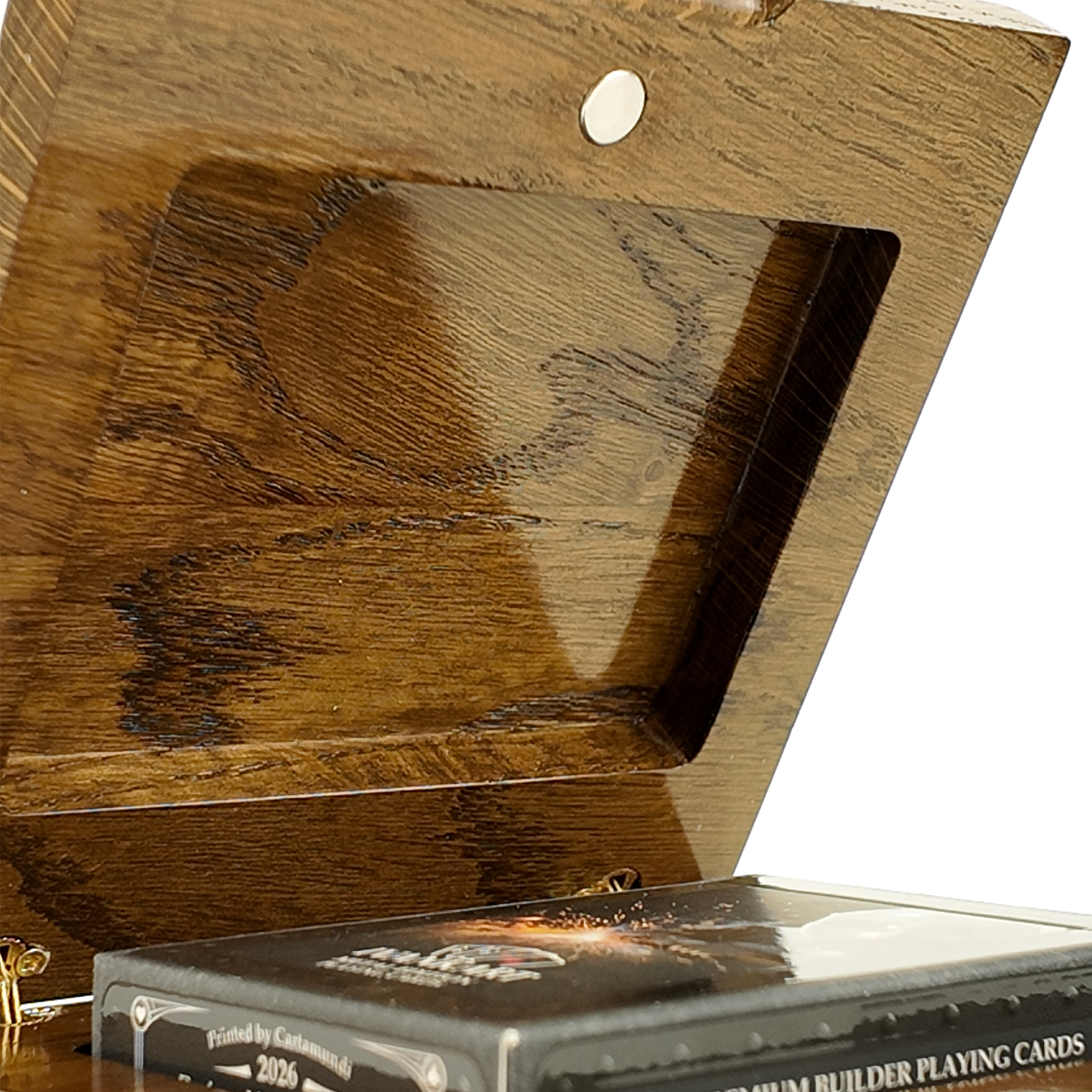 Single Deck Horizontal Oak Book-Style Case Walnut for Playing Cards