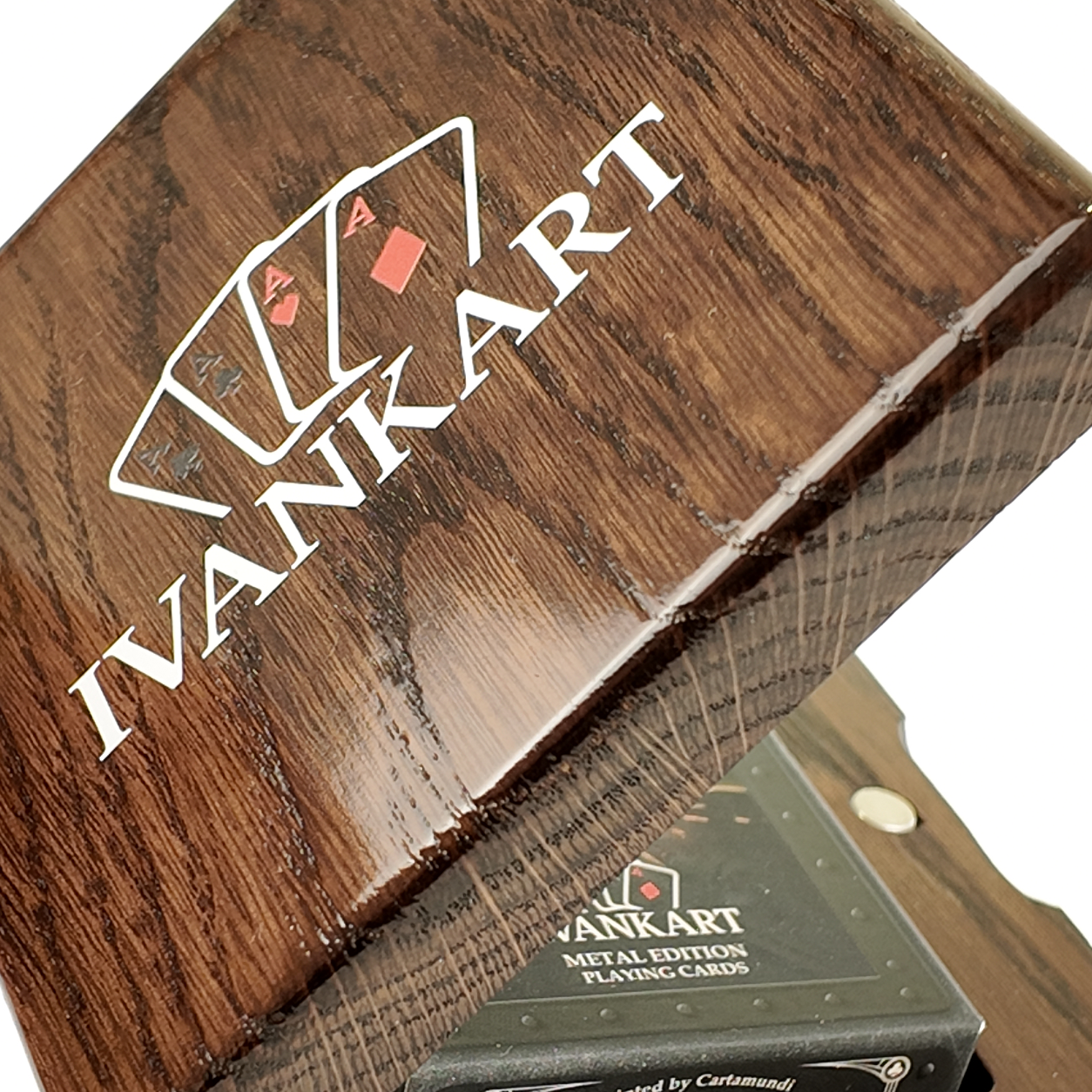 Single Deck Horizontal Oak Book-Style Case Wenge for Playing Cards