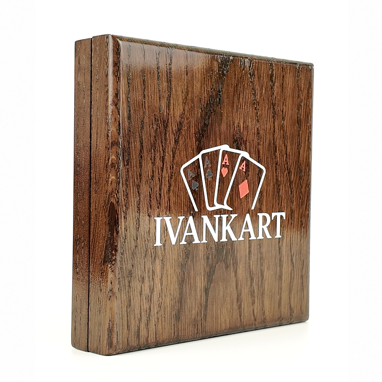 Single Deck Horizontal Oak Book-Style Case Wenge for Playing Cards