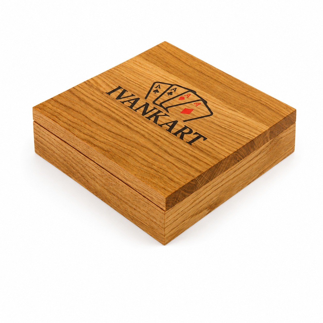 Oak Single Deck Book-Style Case with Finger Cutout for Playing Cards