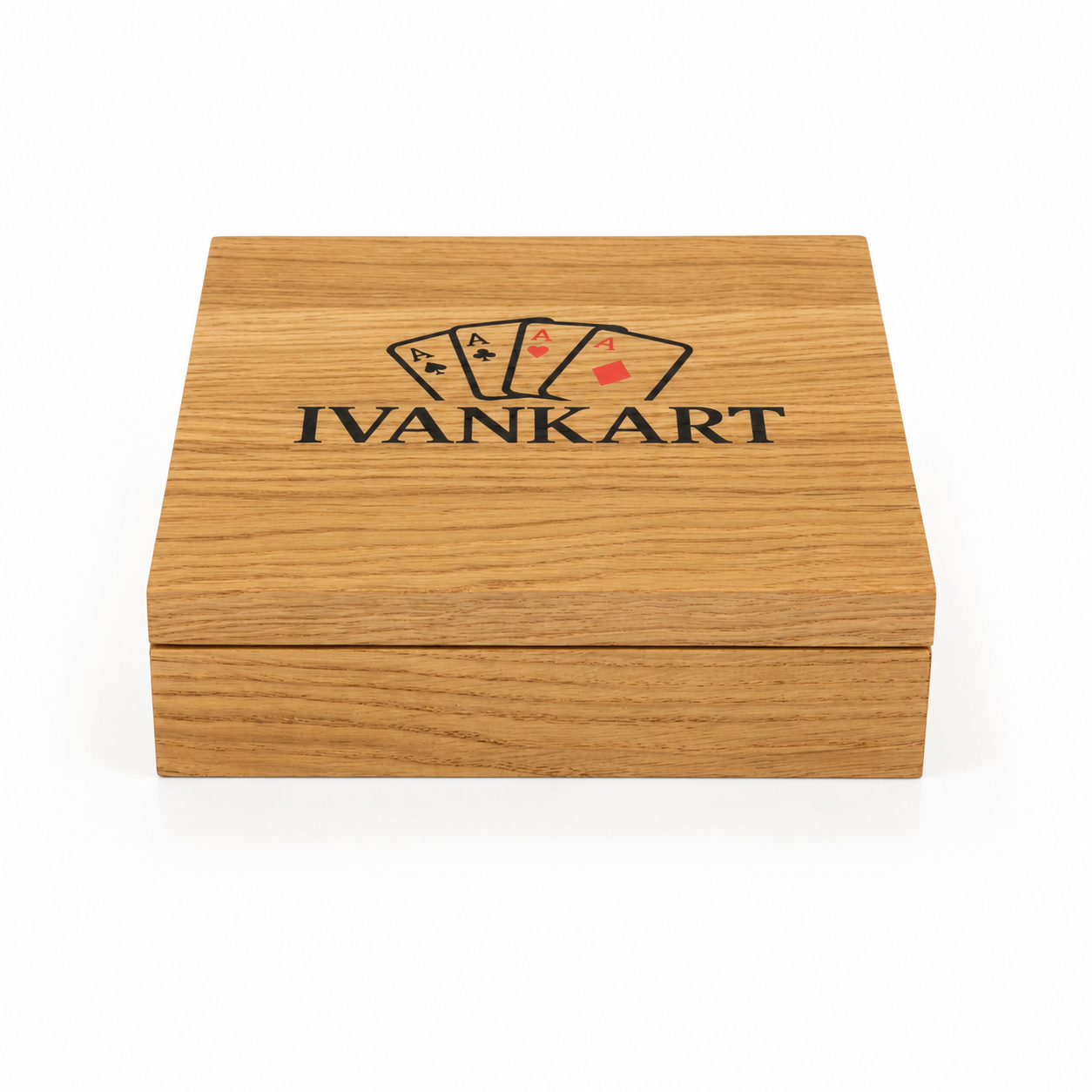 Oak Single Deck Book-Style Case with Finger Cutout for Playing Cards