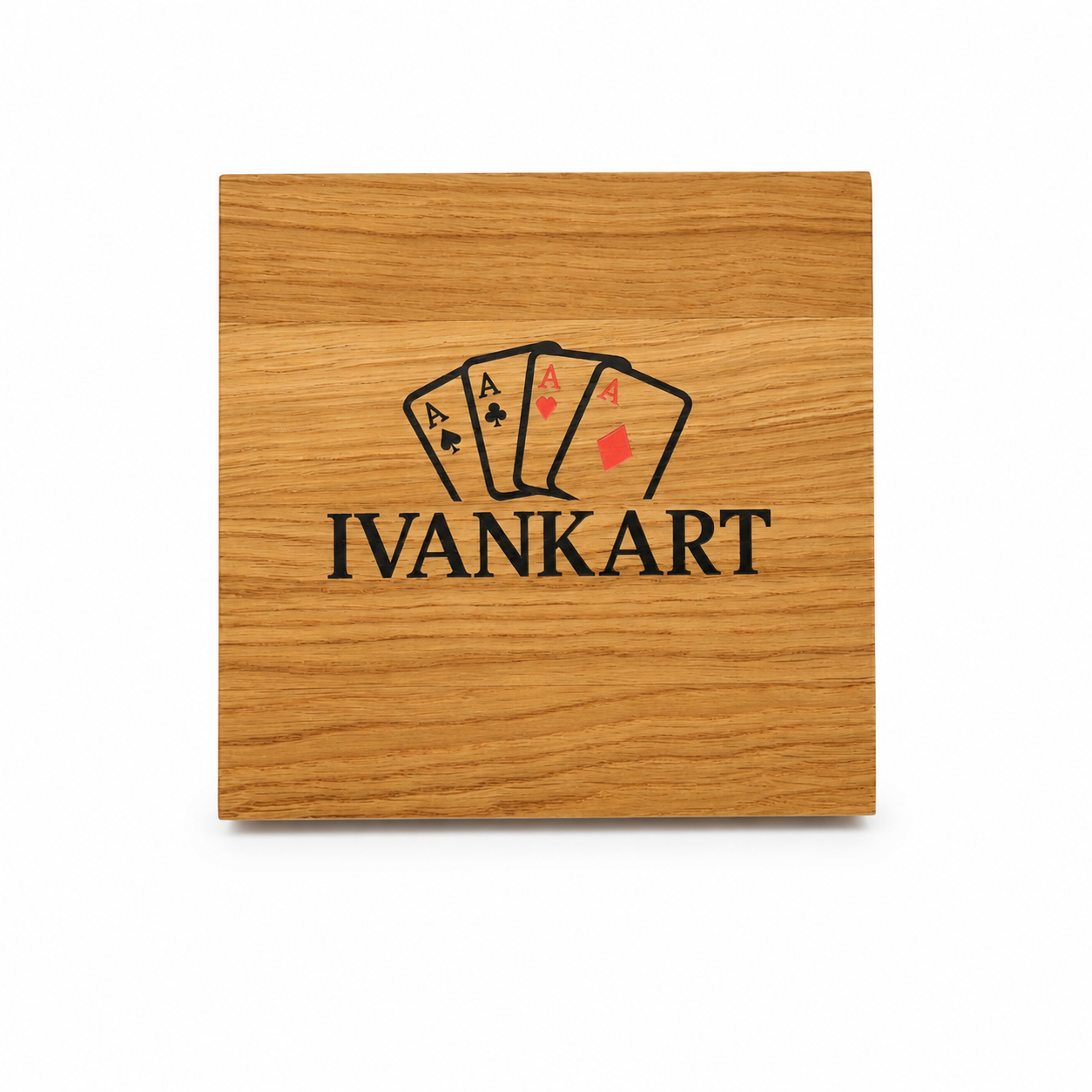 Oak Single Deck Book-Style Case with Finger Cutout for Playing Cards