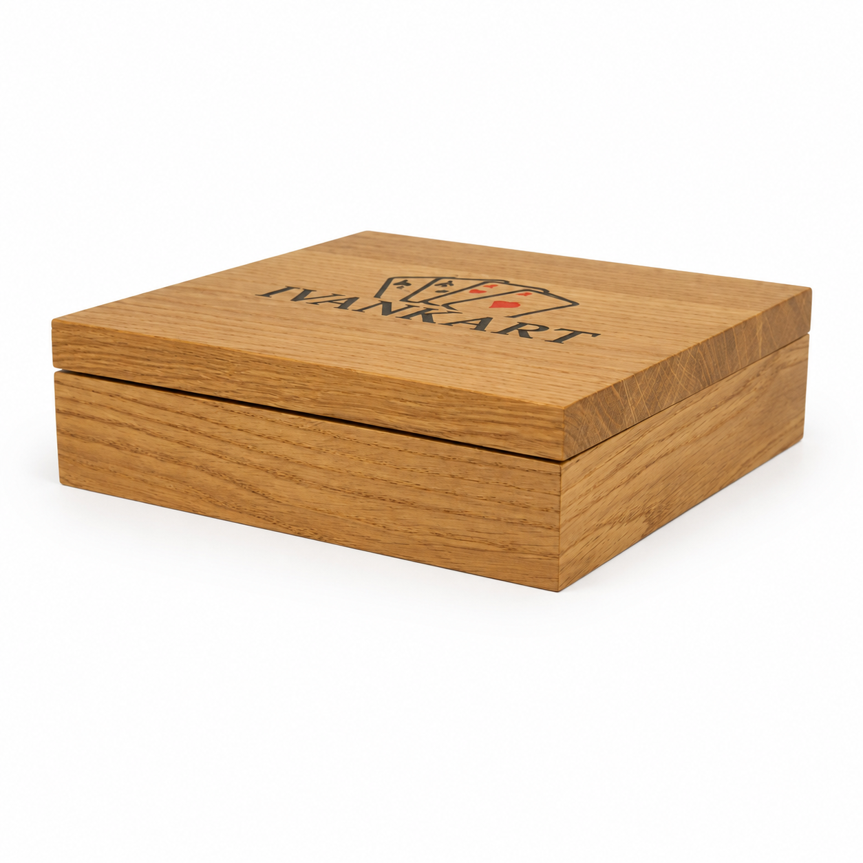 Oak Single Deck Book-Style Case with Finger Cutout for Playing Cards