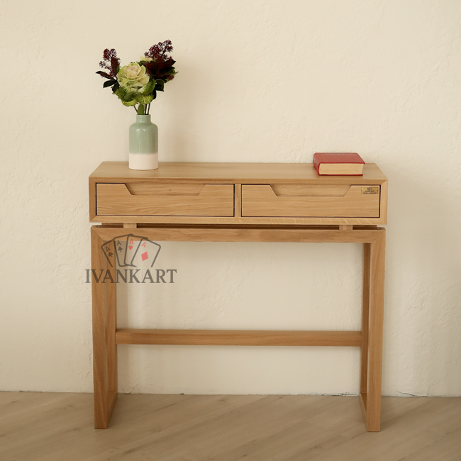 Oak Console with Two Drawers