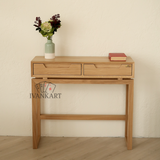 Oak Console with Two Drawers