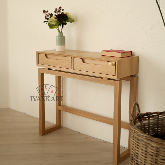 Oak Console with Two Drawers
