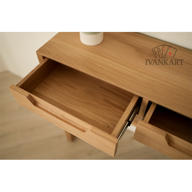 Oak Console with Two Drawers
