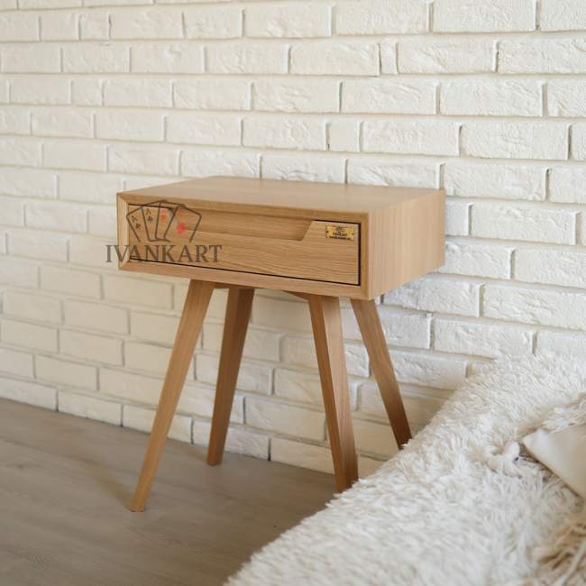 Oak Handcrafted Small Bedside Table