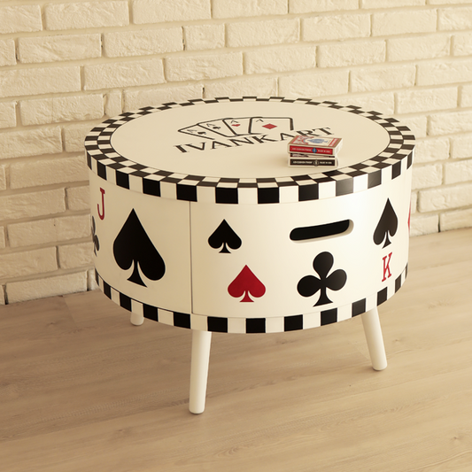 Round Hand-Painted Card Table