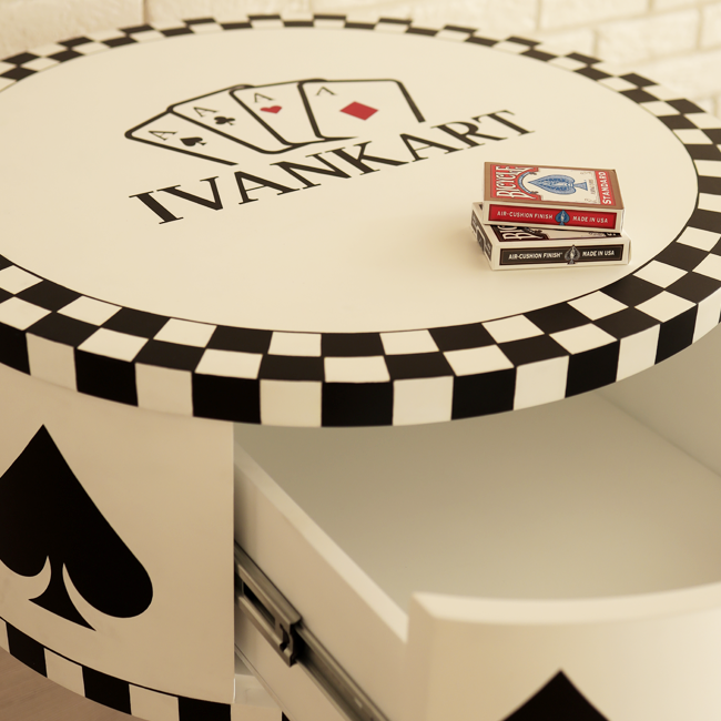 Round Hand-Painted Card Table