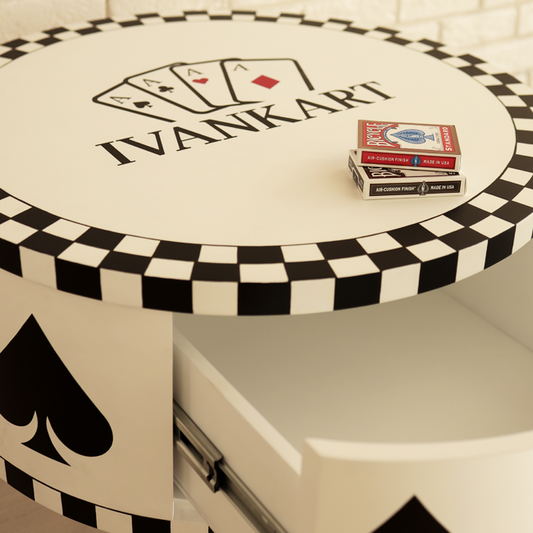 Round Hand-Painted Card Table