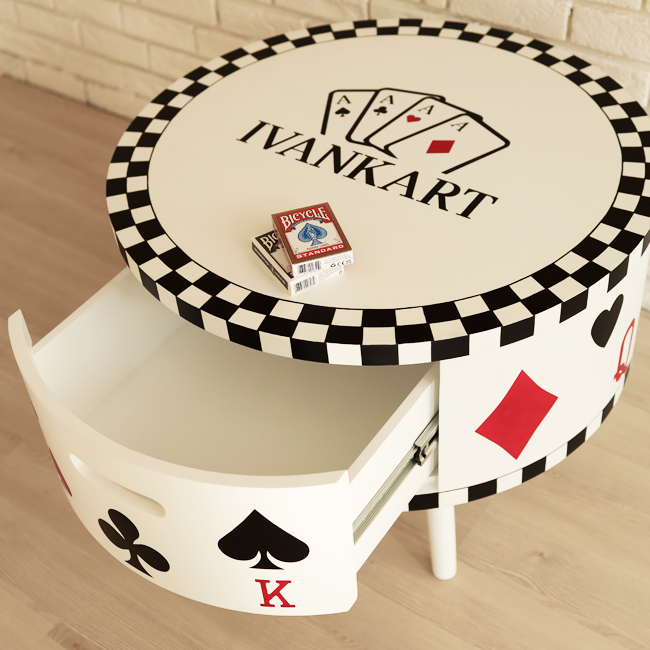 Round Hand-Painted Card Table