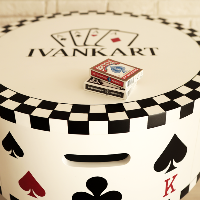 Round Hand-Painted Card Table