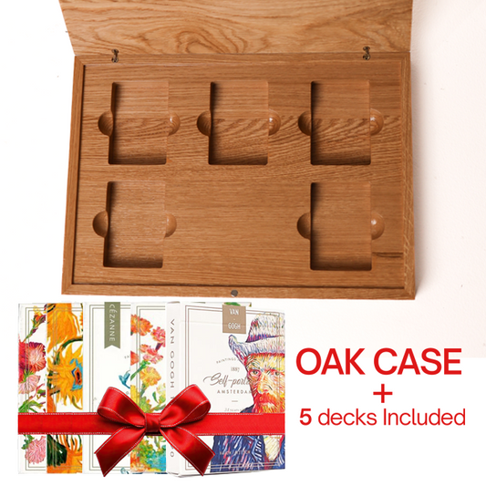 Set Van Gogh 5 Decks + Oak Book-Style Case for Playing Cards