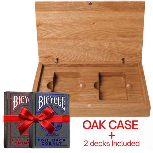 Set Oak Duo Book-Style Case + 2 Decks Bicycle Metalluxe Foil Back