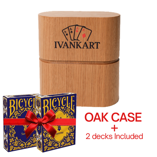 Set Oak Duo Case + 2 Decks Bicycle Surena Navy and Gold Trim Back